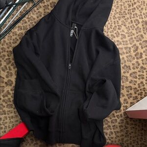Skims Black Zip-Up Hoodie L